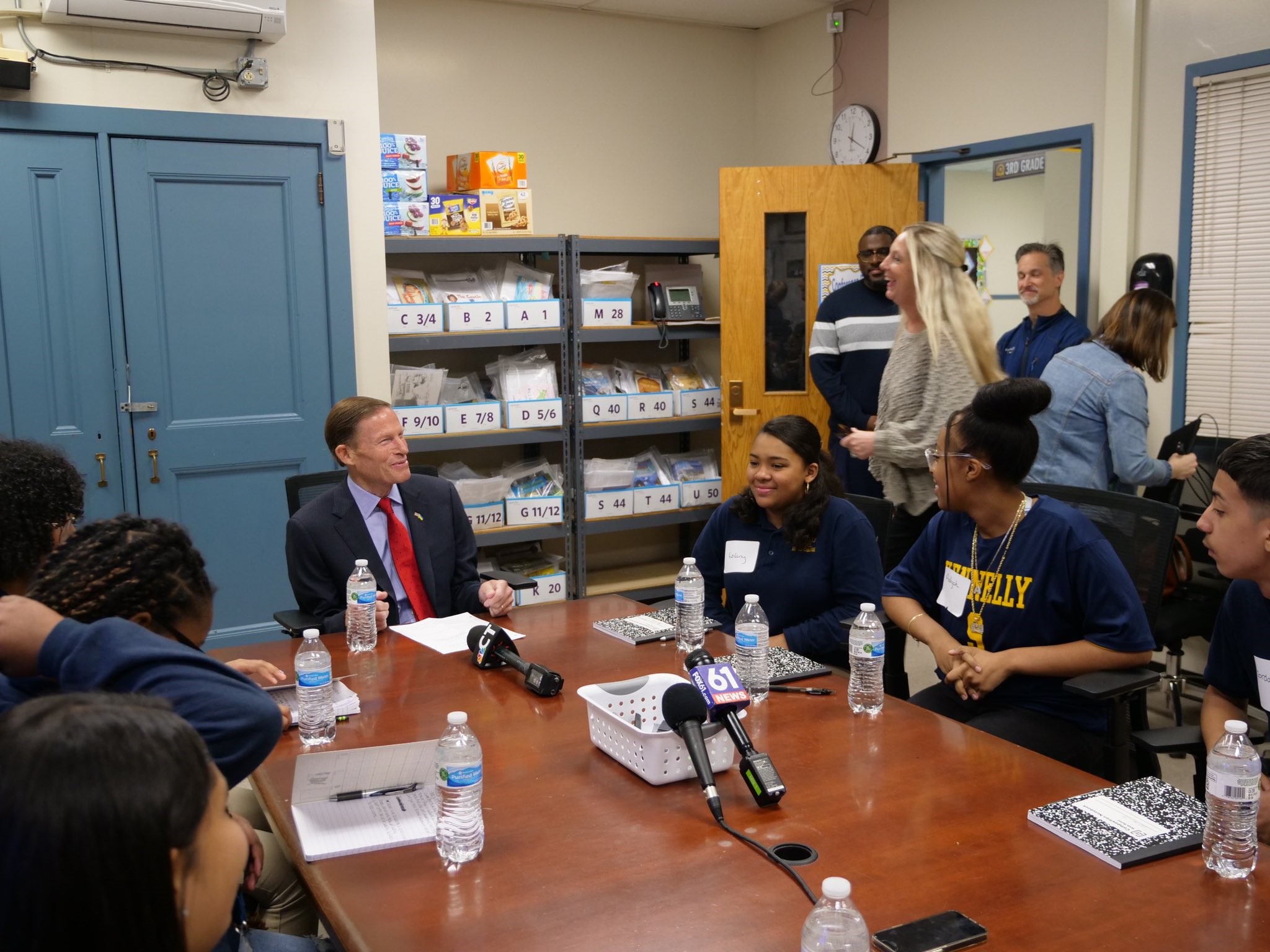 Blumenthal held a roundtable with Hartford middle school students, clinicians, and advocates to discuss the dangers young people face online and urge the importance of passing the Kids Online Safety Act.